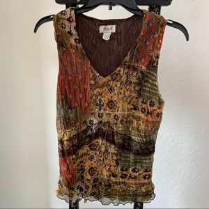 Aris A Ladies Crinkle Shimmer Sleeveless Blouse L
